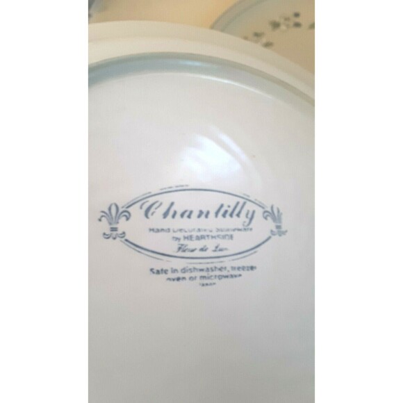 2 Chantilly Dinner Plates Fleur de Lune Hand Decorated Stoneware by Hearthside - Picture 5 of 5